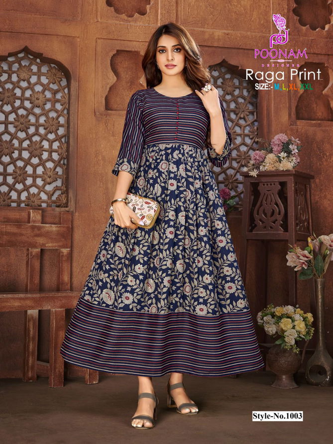 Poonam Raga Festive Wear Wholesale Printed Anarkali Kurtis
